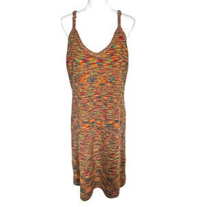 CIDER NWT XL Rainbow Knit V-Neck Adjustable Strap Maxi Sweater Dress Boho Hippie